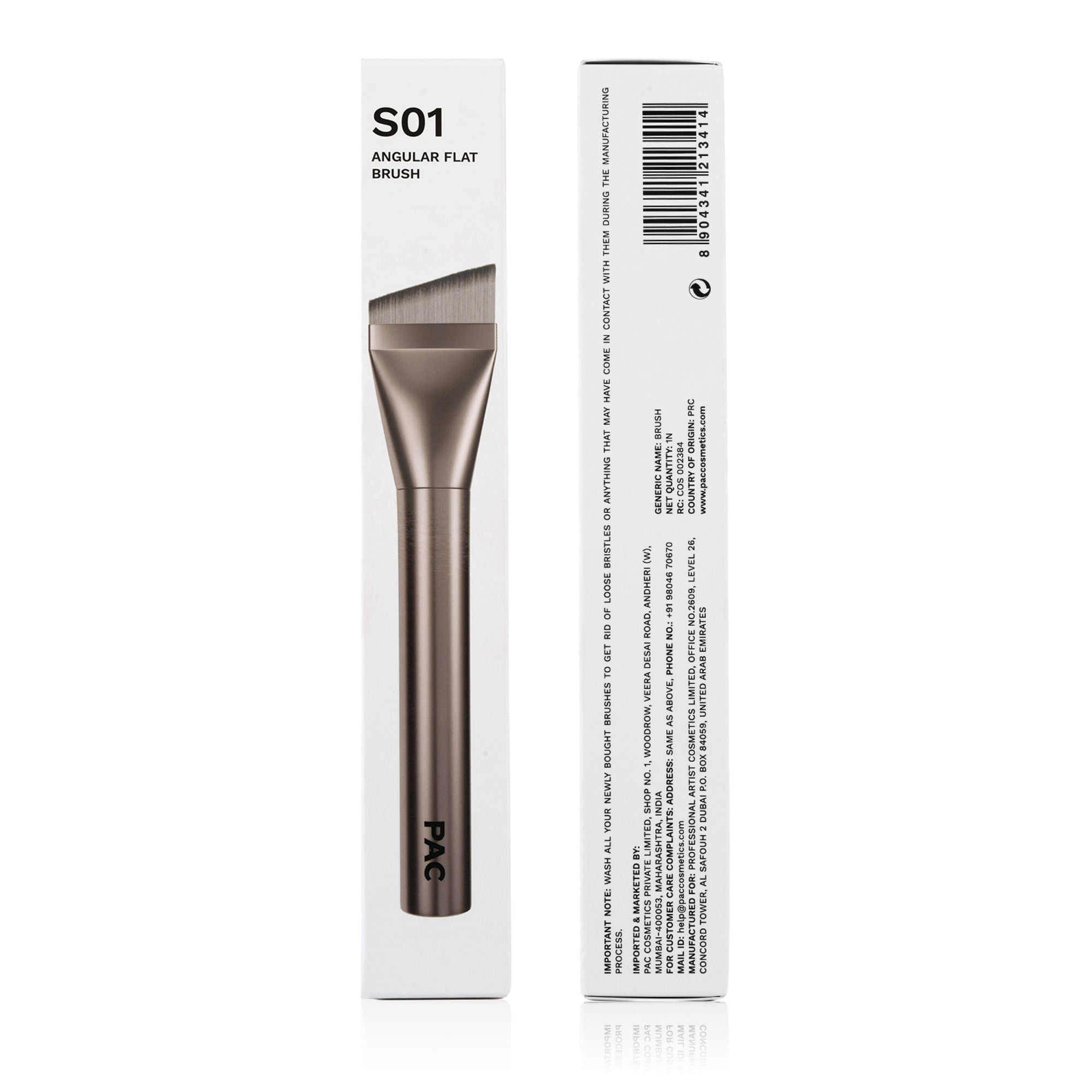 PAC Studio S01 Angular Flat Brush -Ideal for Moisturizers Primers & Foundations, Smooth Uniform Application - Distacart