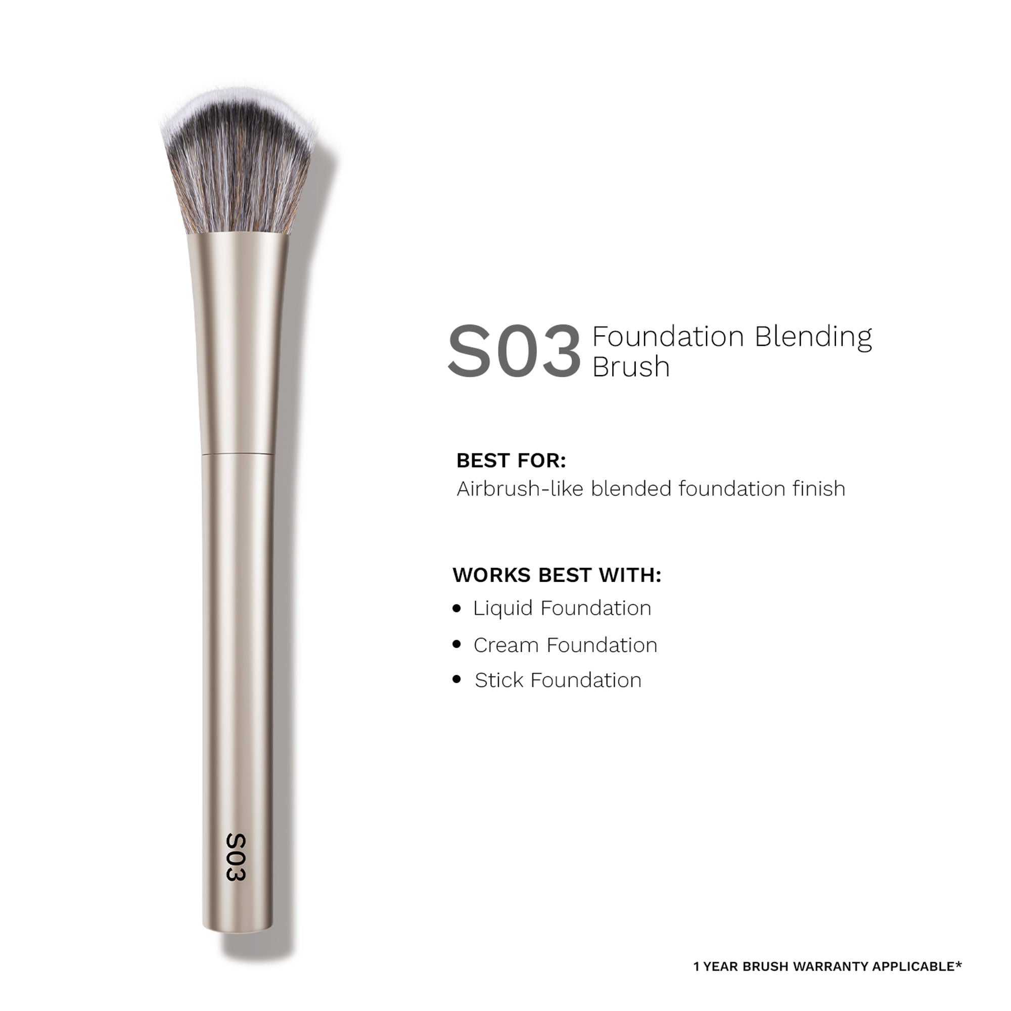PAC S03 Foundation Blending Brush - Creates Airbrush Finish, Designed for Post Application Blending