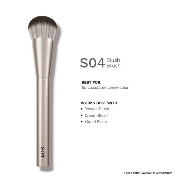 PAC S04 Blush Brush - Fluffy Expertly Angled Blush Brush, Works Effortlessly with All Formulas