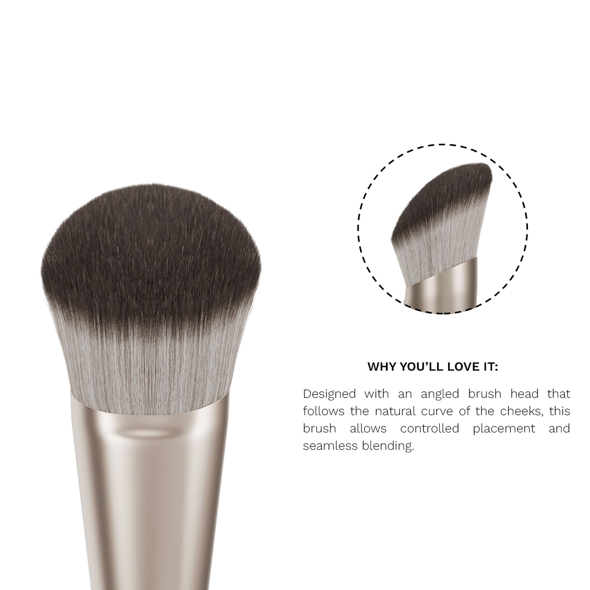PAC Studio S04 Blush Brush - Fluffy Expertly Angled Blush Brush, Works Effortlessly with All Formulas