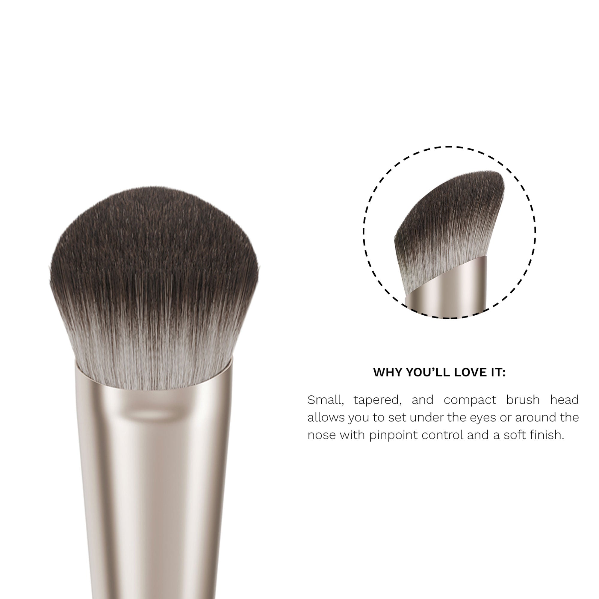 PAC Studio S05 Small Powder Brush - Tapered Powder Brush for Expert Precision, Ideal for Under Eye Baking