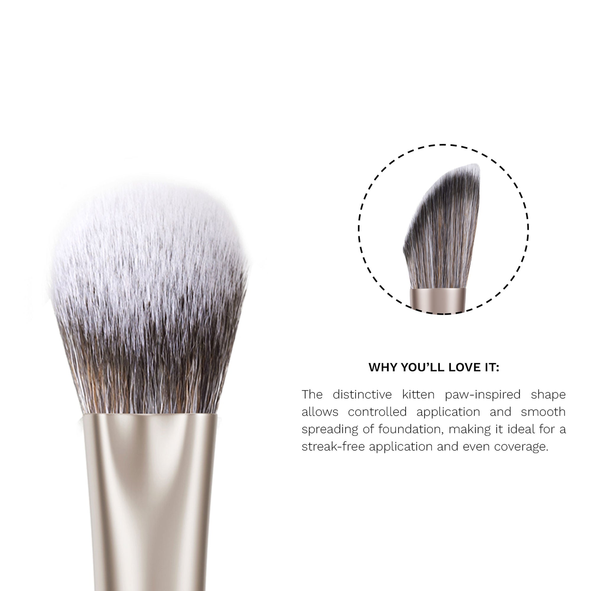 PAC Studio S07 Foundation Applicator - Unique Kitten Paw Shape, Ensures Smooth Blending, Streak Free Finish