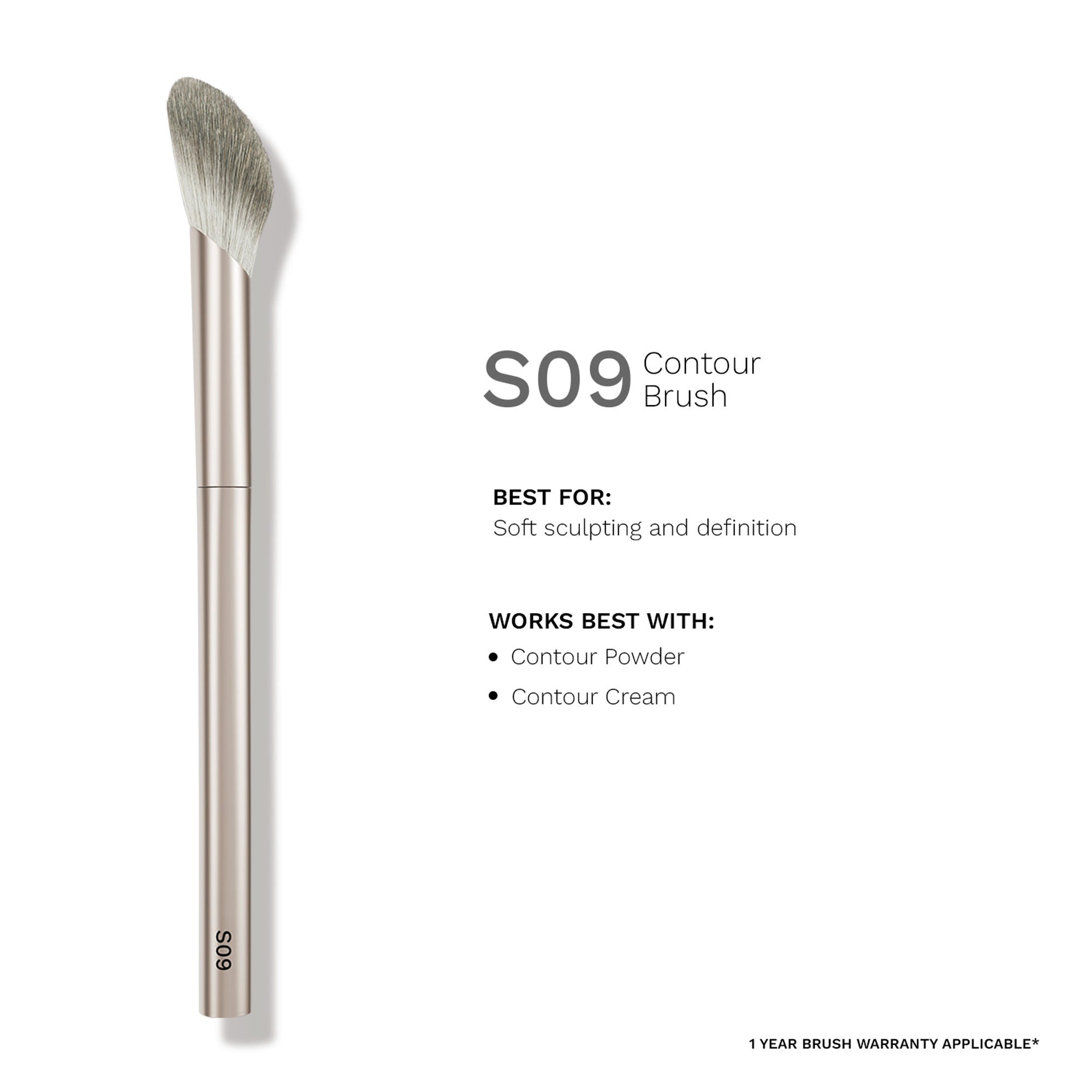 PAC S09 Contour Brush - Lightly Packed Fluffy Angular Brush Ideal to Contour Face Neck & Collarbone
