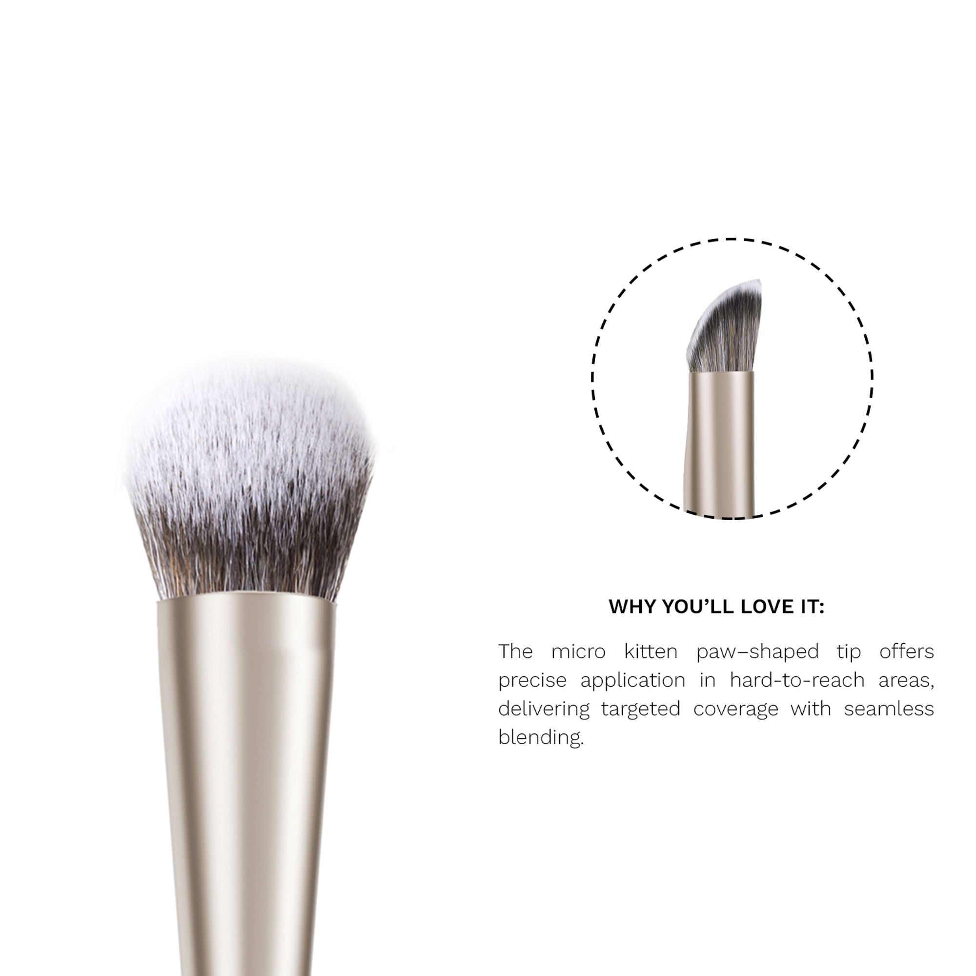 PAC Studio S13 Small Concealer Brush - Kitten Paw Shape allows Precision Coverage, Ideal for Inner Corners
