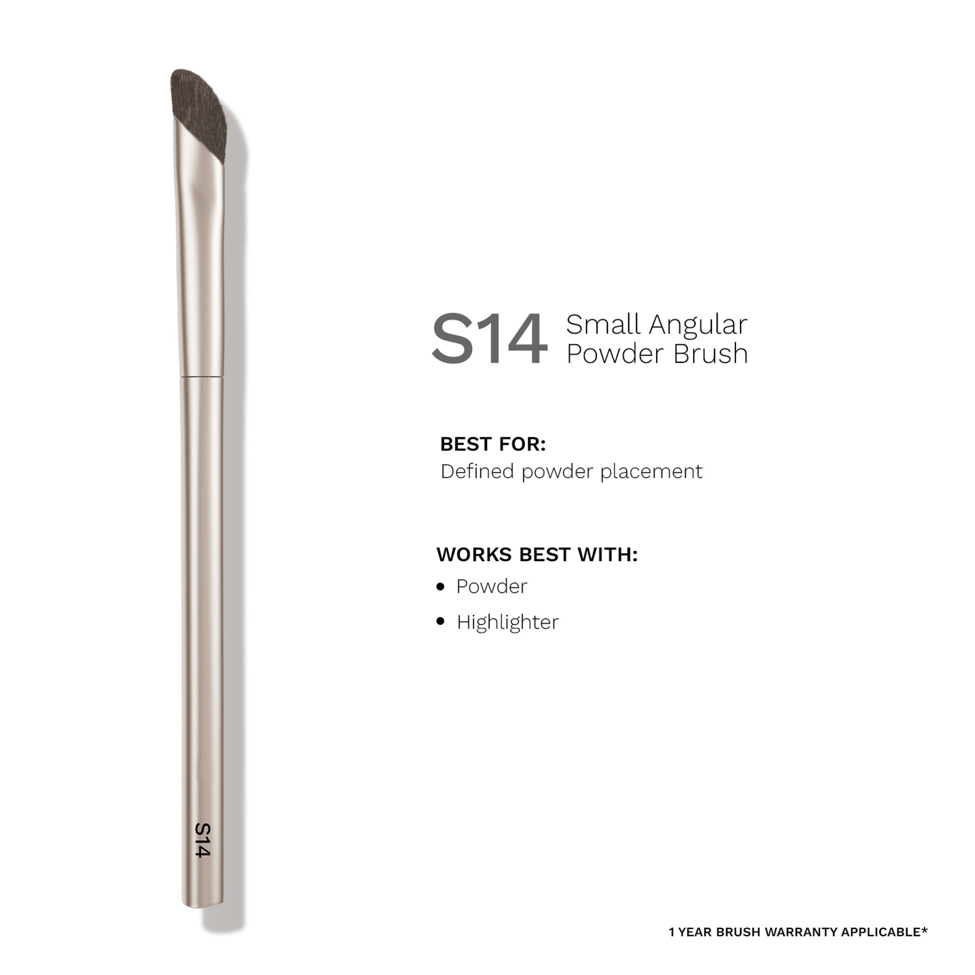 PAC S14 Small Angular Powder Brush - Short Angled Brush for Precise Detailing & Lash Line Definition