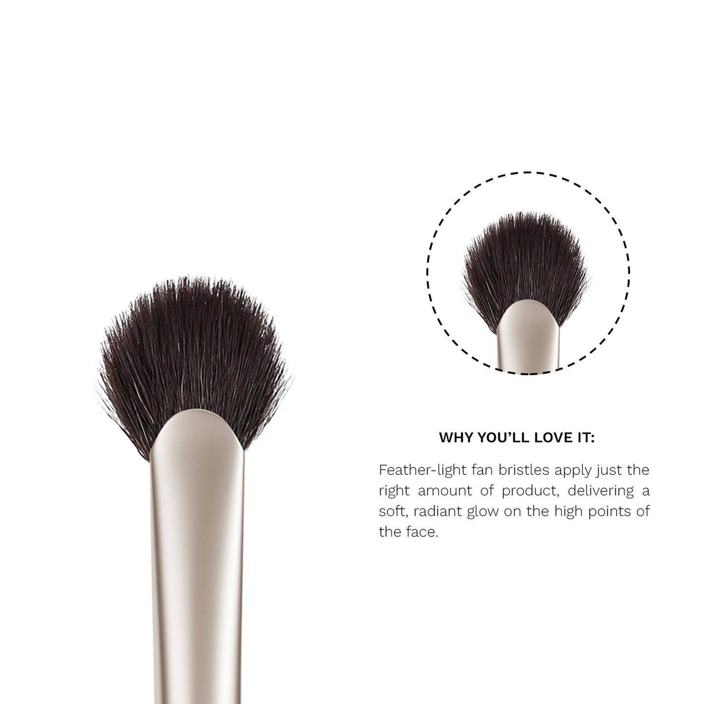 PAC Studio S16 Highlighter Fan Brush - Feather Light Application, Ultra Soft Bristles, Even Application - Distacart