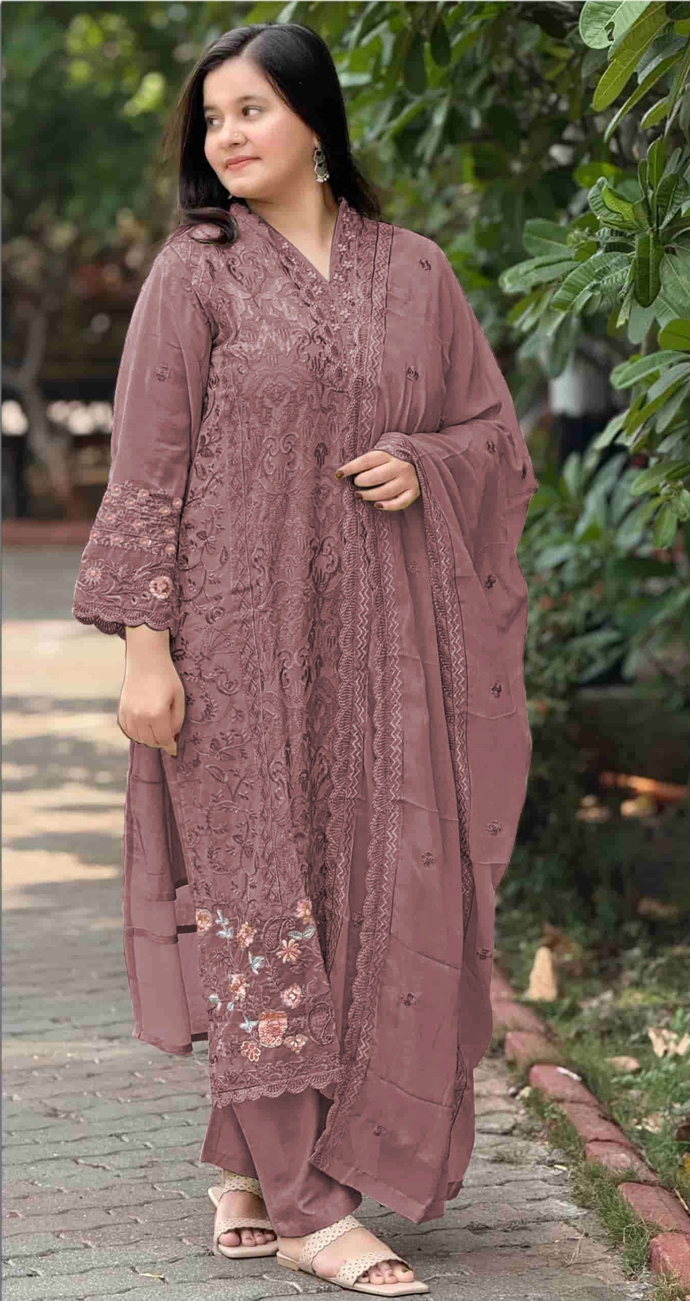 Anaita Purple Fox Georgette Suit with Embroidery & Sequence Work - Dista