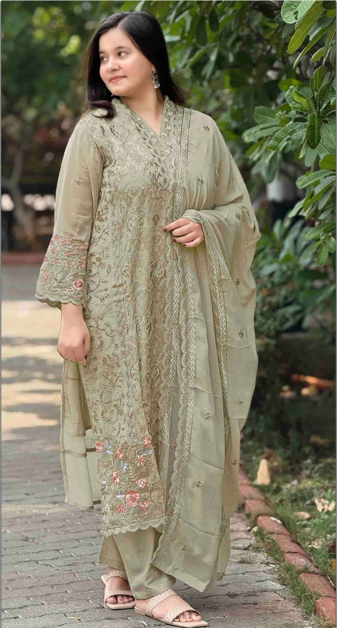 Anaita Green Fox Georgette Suit with Embroidery & Sequence Work - Dista