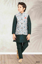 Thumbnail for Raivat Ethnic Banarasi Silk Digital Printed Kurta Pajama With Jacket In Pista Green Colour - Distacart