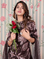 Thumbnail for Ode by House of Pataudi Floal Printed Regular Pure Cotton Kurta with Trousers & Dupatta - Distacart