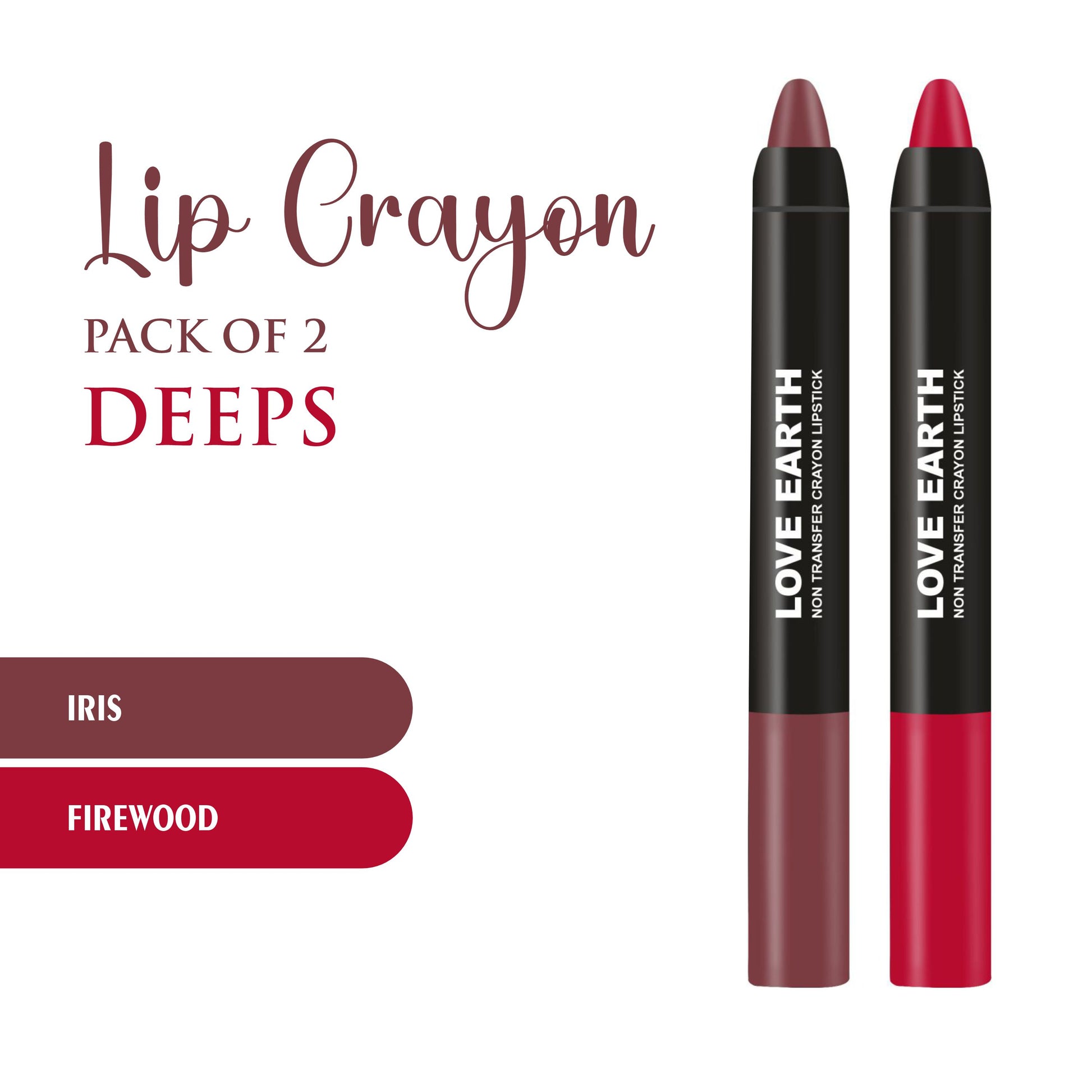 Love Earth Lip Crayon Non-Transfer Lipstick - Deeps - Dista