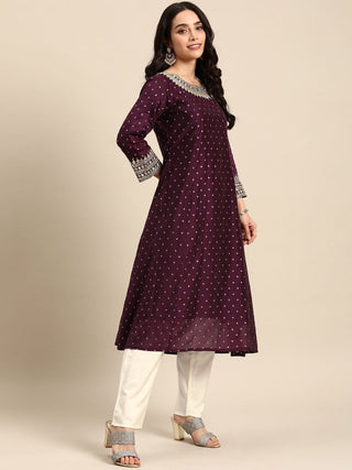 All About You Ethnic Motifs Embroidered Empire Sequinned Kurta with Trousers - Distacart