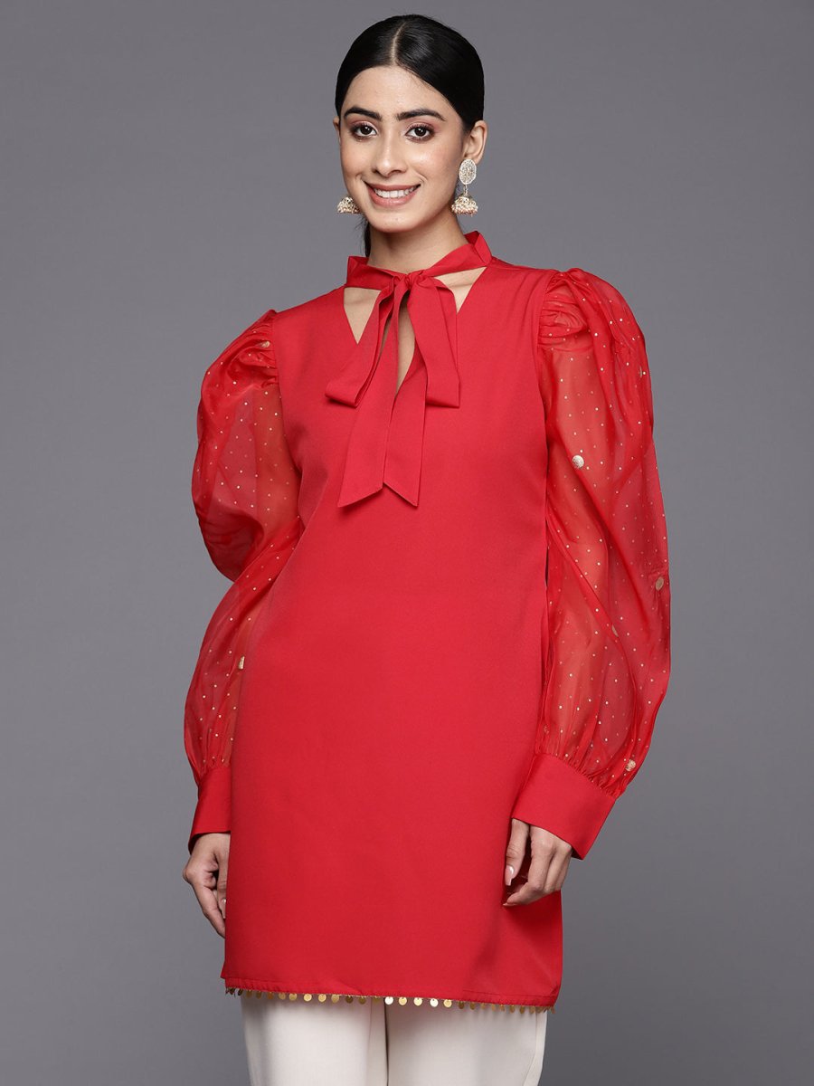 Ahalyaa Women's Crepe Red Tunic - Distacart