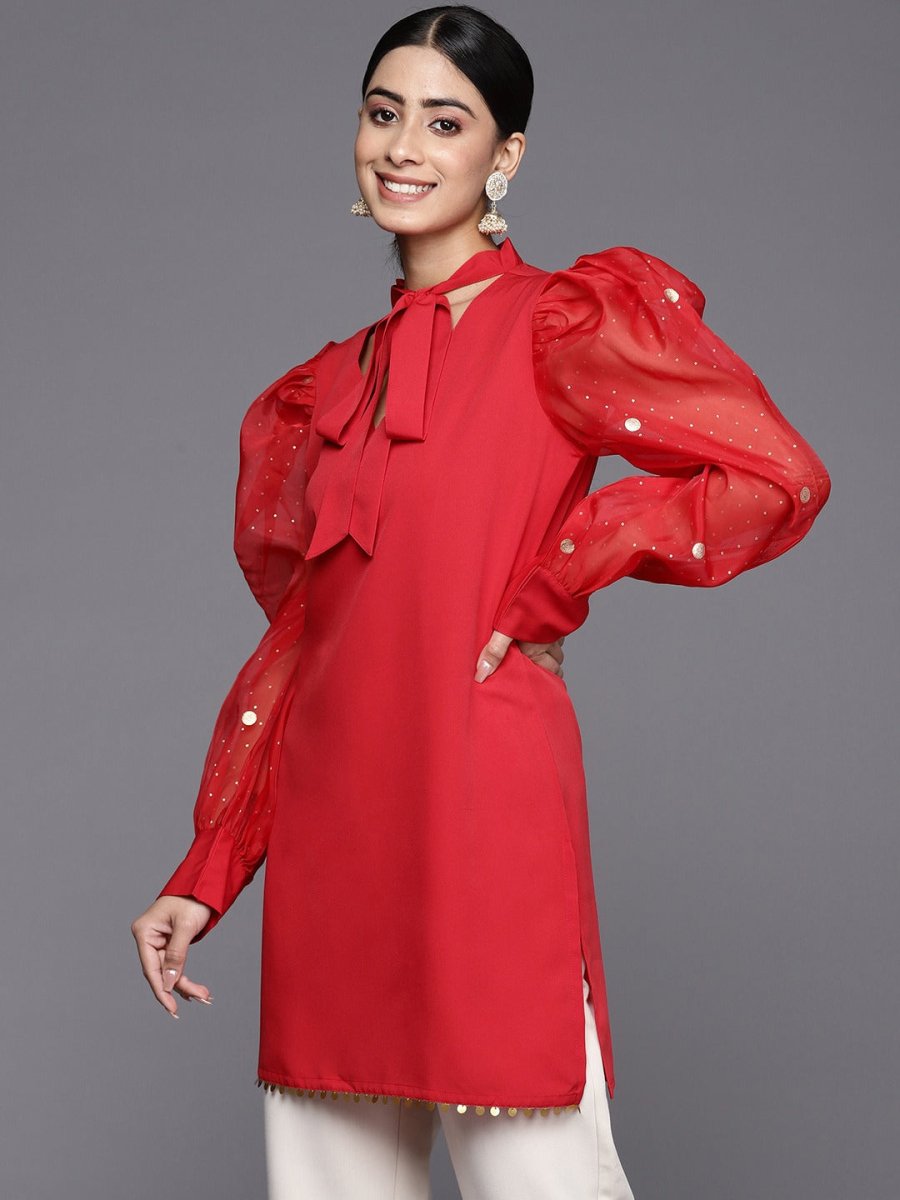 Ahalyaa Women's Crepe Red Tunic - Distacart