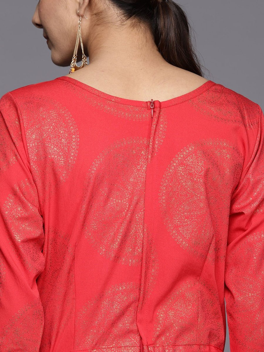 Ahalyaa Printed Crepe Basic Jumpsuit With Waist Tie-Ups - Distacart