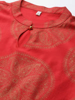 Thumbnail for Ahalyaa Ethnic Motifs Keyhole Neck Ethnic Maxi Dress - Distacart