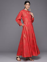 Thumbnail for Ahalyaa Ethnic Motifs Keyhole Neck Ethnic Maxi Dress - Distacart