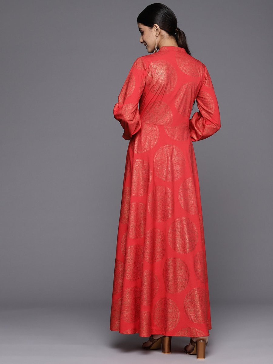 Ahalyaa Ethnic Motifs Keyhole Neck Ethnic Maxi Dress - Distacart