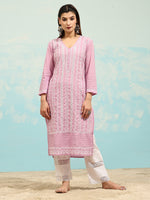 Thumbnail for HOUSE OF KARI Cotton Floral Embroidered Chikankari Kurta - Distacart
