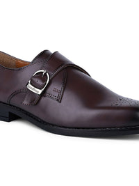 Thumbnail for LOUIS STITCH Men Rosewood Formal Slip-On Monk Shoes
