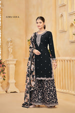 Thumbnail for Anaita Black Roman Silk Embroidered Salwar Suit - Distacart
