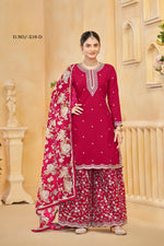 Thumbnail for Anaita Red Roman Silk Embroidered Salwar Suit - Distacart