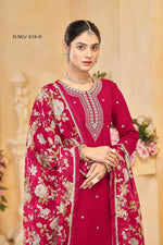 Thumbnail for Anaita Red Roman Silk Embroidered Salwar Suit - Distacart
