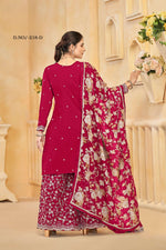 Thumbnail for Anaita Red Roman Silk Embroidered Salwar Suit - Distacart