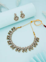 Thumbnail for Tehzeeb Creations Luxurious Gold Polished White Colour Choker Necklace Set With Matching Earrings - Distacart