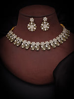 Thumbnail for Tehzeeb Creations Luxurious Gold Polished White Colour Choker Necklace Set With Matching Earrings - Distacart