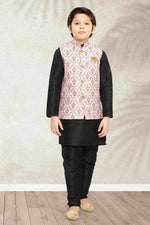 Thumbnail for Raivat Ethnic Banarasi Silk Digital Printed Kurta Pajama With Jacket In Light Pink Colour - Distacart