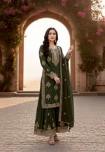Thumbnail for Anaita Mehendi Silk Readymade Suit with Embroidery & Diamond Work - Dista