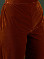 Thumbnail for Sangria Embroidered Velvet Kurta & Trousers with Dupatta