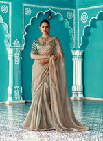 Thumbnail for Anaita Cream Embroidery Work Saree With Jacquard Work Blouse Piece - Distacart