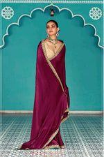 Thumbnail for Anaita Maroon Embroidery Work Saree With Jacquard Work Blouse Piece - Distacart