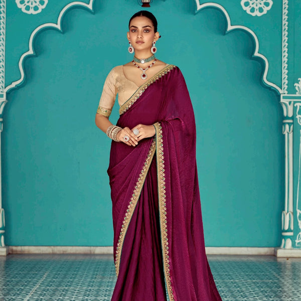Anaita Maroon Embroidery Work Saree With Jacquard Work Blouse Piece - Distacart