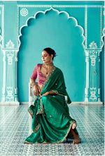 Thumbnail for Anaita Dark Green Embroidery Work Saree With Jacquard Work Blouse Piece - Distacart