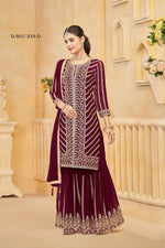 Thumbnail for Anaita Maroon Faux Georgette Embroidered Stitched Salwar Suit - Distacart