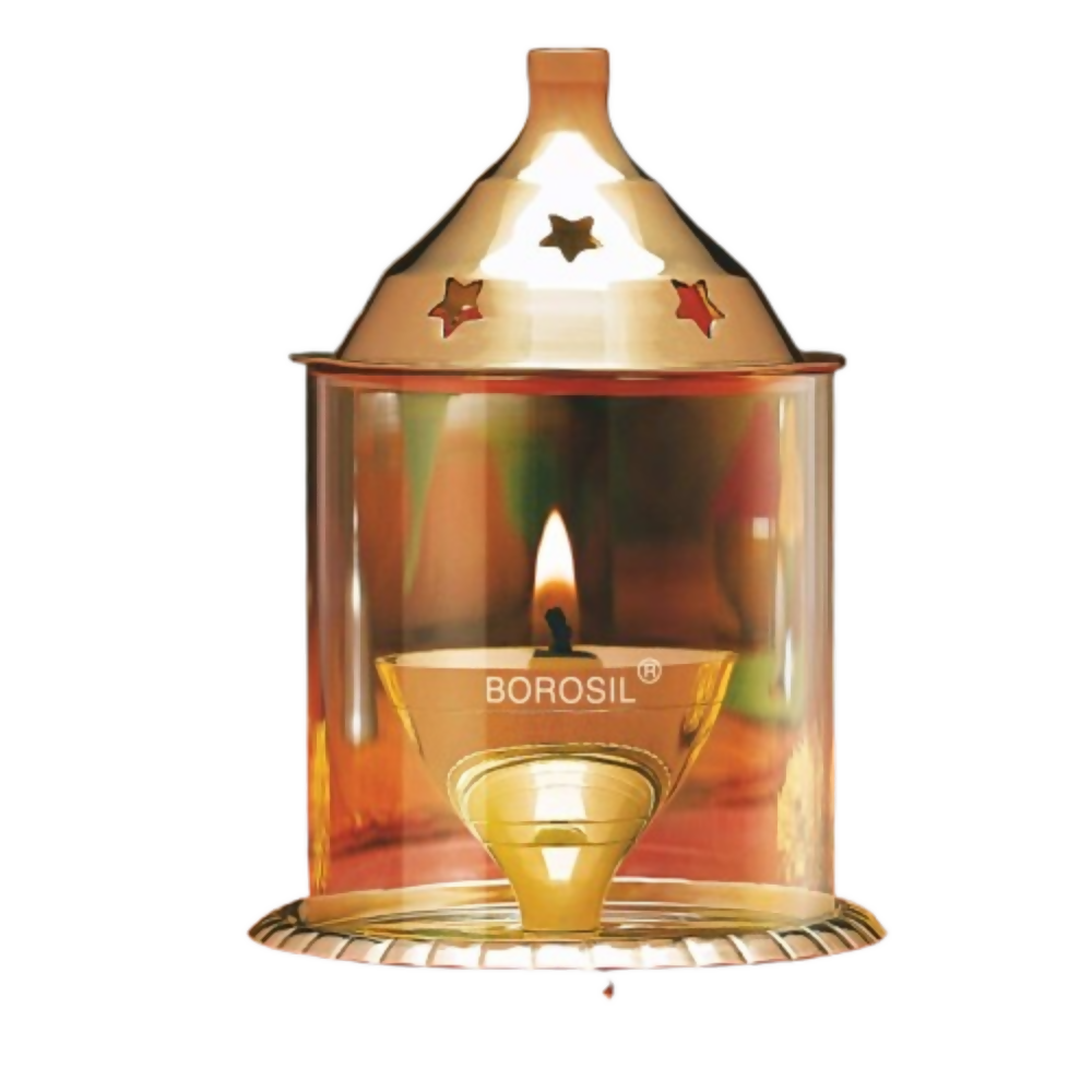 Borosil Akhand Diya (Large, Brass)