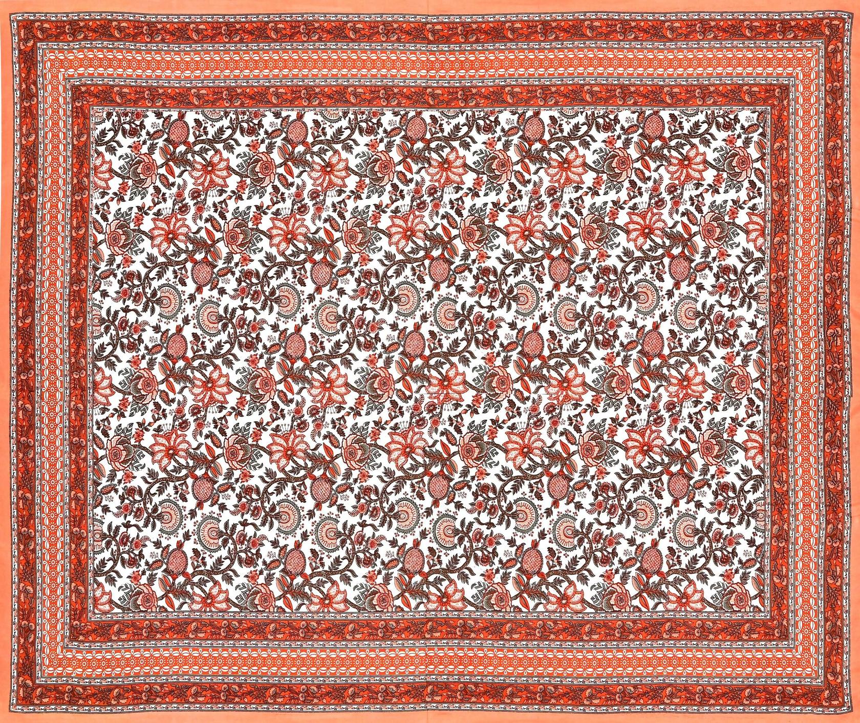 Red Orange Floral Printed Cotton 200TC King Bedsheet With 2 Zipper Pillow Covers - King Size by House of Ree - Distacart