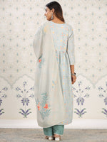 Thumbnail for Ode by House of Pataudi Floral Printed Anarkali Kurta with Trousers & With Dupatta - Distacart