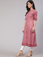 Thumbnail for Aks Floral Printed Mandarin Collar A-line Kurta - Distacart