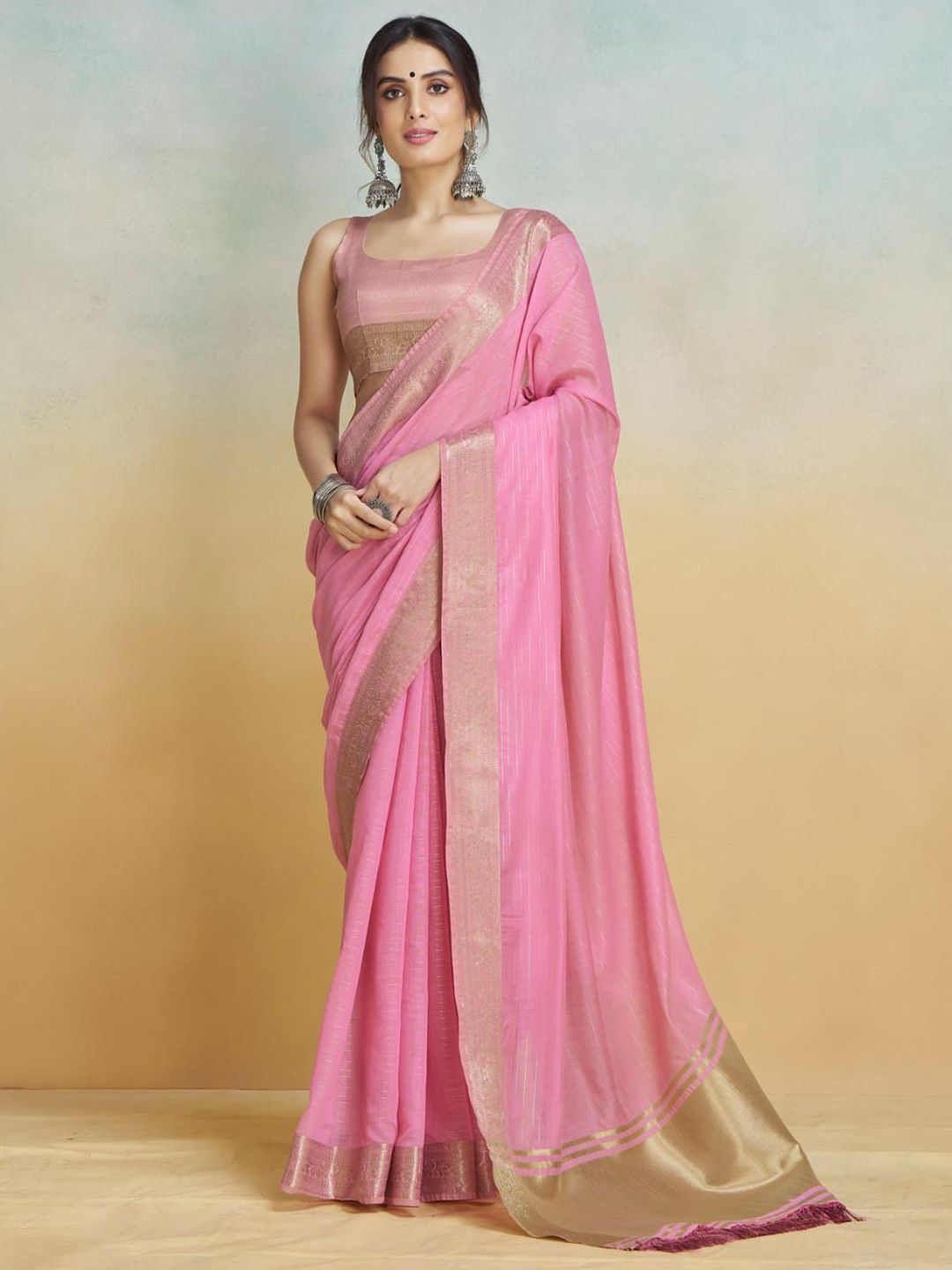 Mitera Pure Cotton Chanderi Saree - Distacart