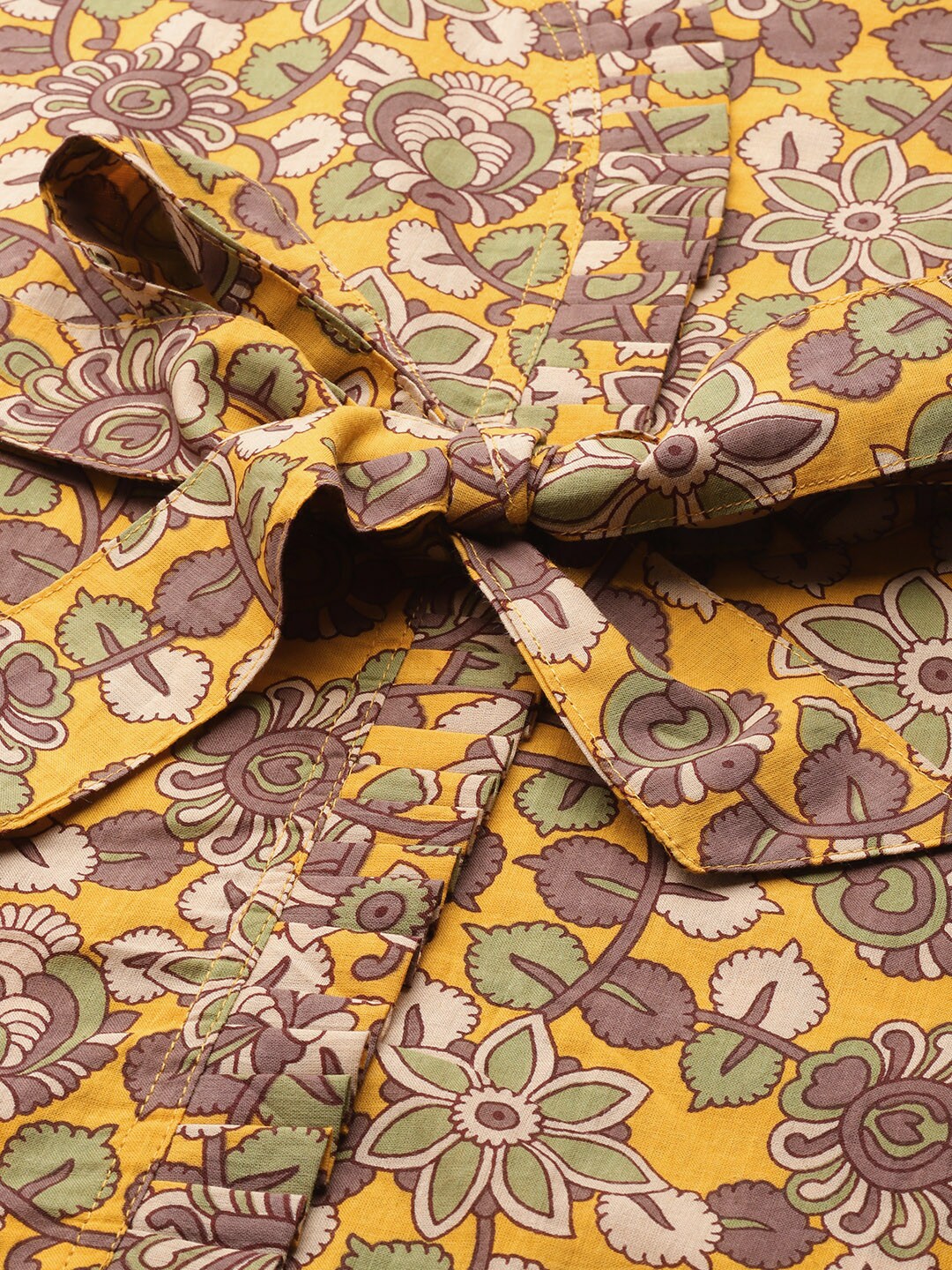 InWeave Mustard Kalamkari Print Co Ord Set With Belt - Distacart