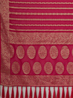 Thumbnail for Anouk Pink & Gold-Toned Woven Design Zari Pure Georgette Kanjeevaram Saree - Distacart