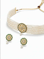 Thumbnail for NVR Women Gold Plated White Kundan Jewellery Set - Distacart