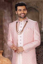 Thumbnail for Raivat Ethnic Art Silk Embroidery Work 3 Pcs Indo Jacket Set In Cream Colour