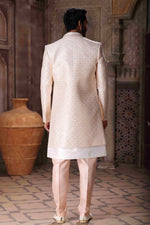 Thumbnail for Raivat Ethnic Art Silk Embroidery Work 3 Pcs Indo Jacket Set In Cream Colour