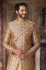 Thumbnail for Raivat Ethnic Art Silk Embroidery Work 3 Pcs Indo Jacket Set In Yellow and Beige Colour