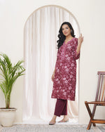 Thumbnail for Vaasva Women Magenta Cotton Printed Straight Kurti